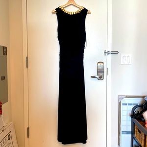 Evening Gown w/gold hardware around neckline